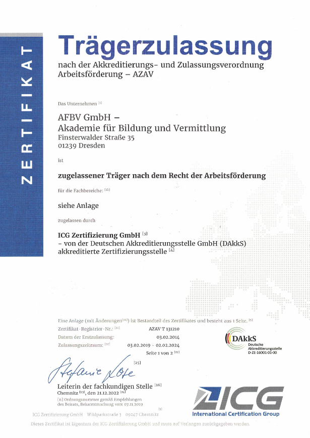 AZAV Zertifikat ICG